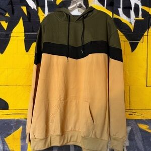 Mens Hoodie Multicolor Panel Sweatshirt Fleece Long Sleeve  Size 2XL NEW